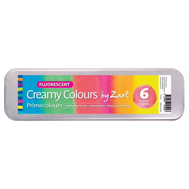 Image for ZART PRIMECOLOURS CREAMY COLOURS WATERCOLOUR PAINT FLUORO BOX 6 from Two Bays Office National