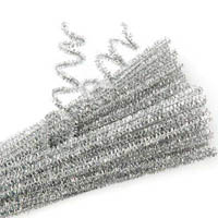 educational colours chenille stems 300mm silver tinsel pack 100