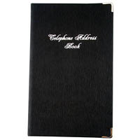 cumberland address book pu casebound cover with silver corners 203 x 127mm black