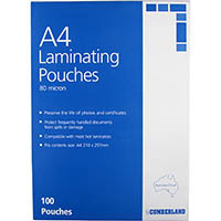 cumberland laminating pouch 80 micron a4 clear pack 100