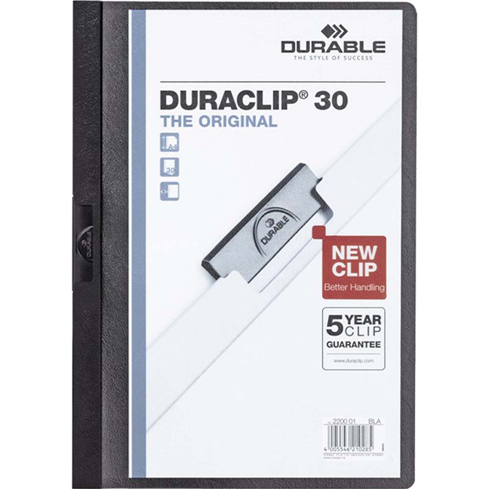 Image for DURABLE DURACLIP DOCUMENT FILE PORTRAIT 30 SHEET CAPACITY A4 BLACK from Office National Sydney Stationery