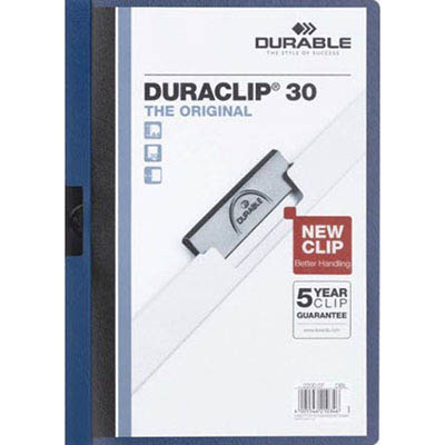 Image for DURABLE DURACLIP DOCUMENT FILE PORTRAIT 30 SHEET CAPACITY A4 DARK BLUE from Coffs Coast Office National