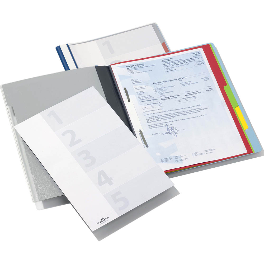 Image for DURABLE DIVISOFLEX ORGANISATIONAL FOLDER WITH 5 COLOURED DIVIDERS A4 BLUE from Emerald Office Supplies Office National