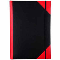 black and red notebook casebound ruled elastic closure 200 leaf a4