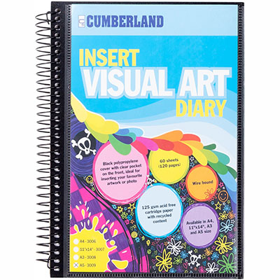 Image for CUMBERLAND VISUAL ART DIARY WITH INSERT COVER SINGLE SPIRAL A5 BLACK from Express Office National
