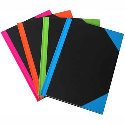 Image for BLACK AND RED NOTEBOOK CASEBOUND RULED A-Z INDEX 192 PAGE A4 ASSORTED CORNERS from PaperChase Office National