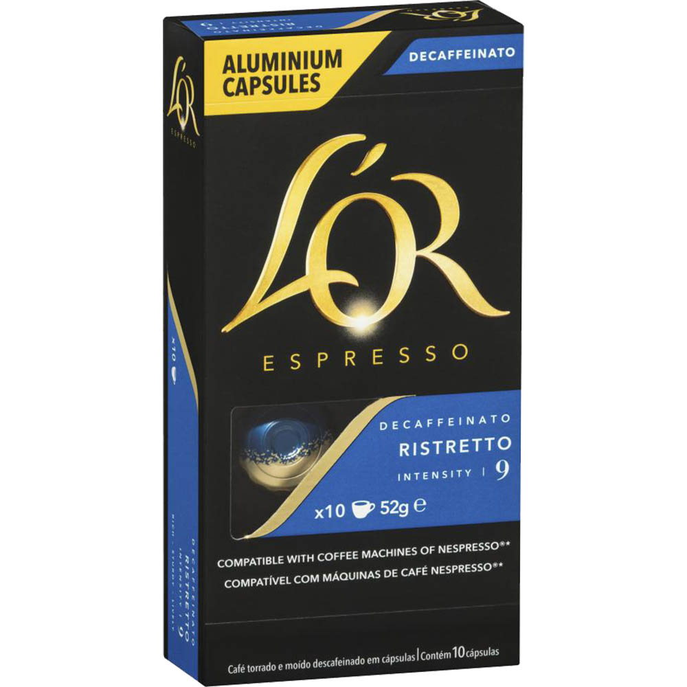 Image for L'OR ESPRESSO NESPRESSO COMPATIBLE COFFEE CAPSULES RISTRETTO DECAF PACK 10 from Officebarn Office National