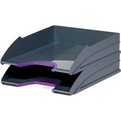 Image for DURABLE VARICOLOR LETTER TRAYS 255 X 55 X 330MM GREY/PURPLE SET 2 from Connelly's Office National