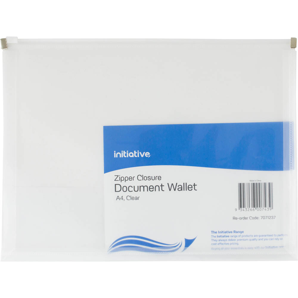 Image for INITIATIVE DOCUMENT WALLET WITH ZIPPER A4 CLEAR from OFFICE NATIONAL CANNING VALE