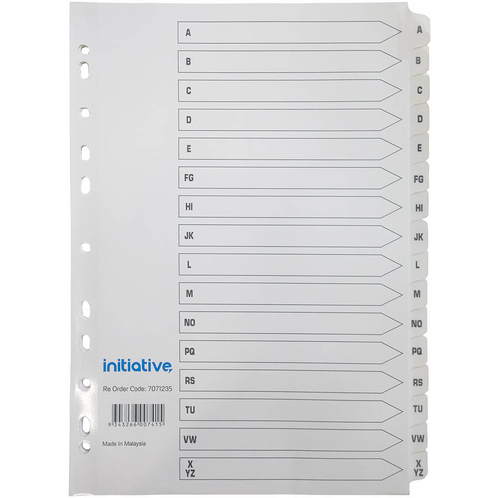 Image for INITIATIVE INDEX DIVIDERS A4 A-Z TAB WHITE from Office National Whyalla
