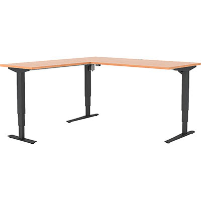 Image for CONSET 501-43 ELECTRIC HEIGHT ADJUSTABLE L-SHAPED DESK 1800 X 800MM / 1800 X 600MM BEECH/BLACK from Angletons Office National