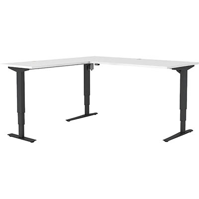 Image for CONSET 501-43 ELECTRIC HEIGHT ADJUSTABLE L-SHAPED DESK 1800 X 800MM / 1800 X 600MM WHITE/BLACK from Angletons Office National