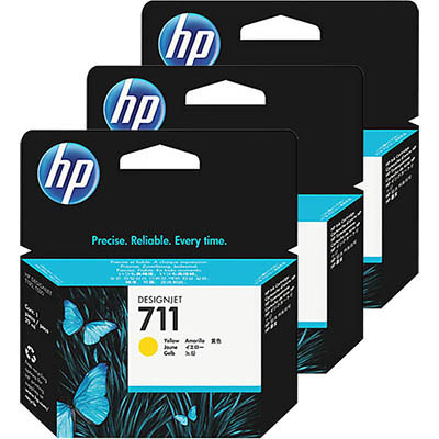 Image for HP CZ136A 711 INK CARTRIDGE YELLOW PACK 3 from Aztec Office National