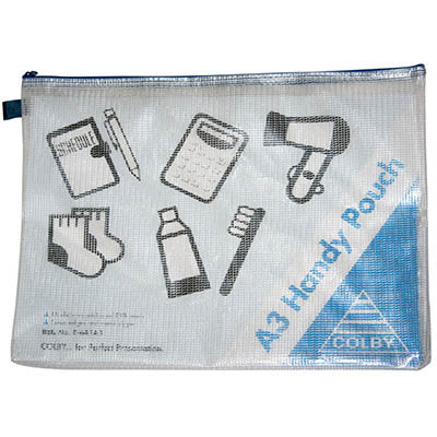 Image for COLBY HANDY POUCH PENCIL CASE ZIP CLOSURE A3 BLUE from Aztec Office National