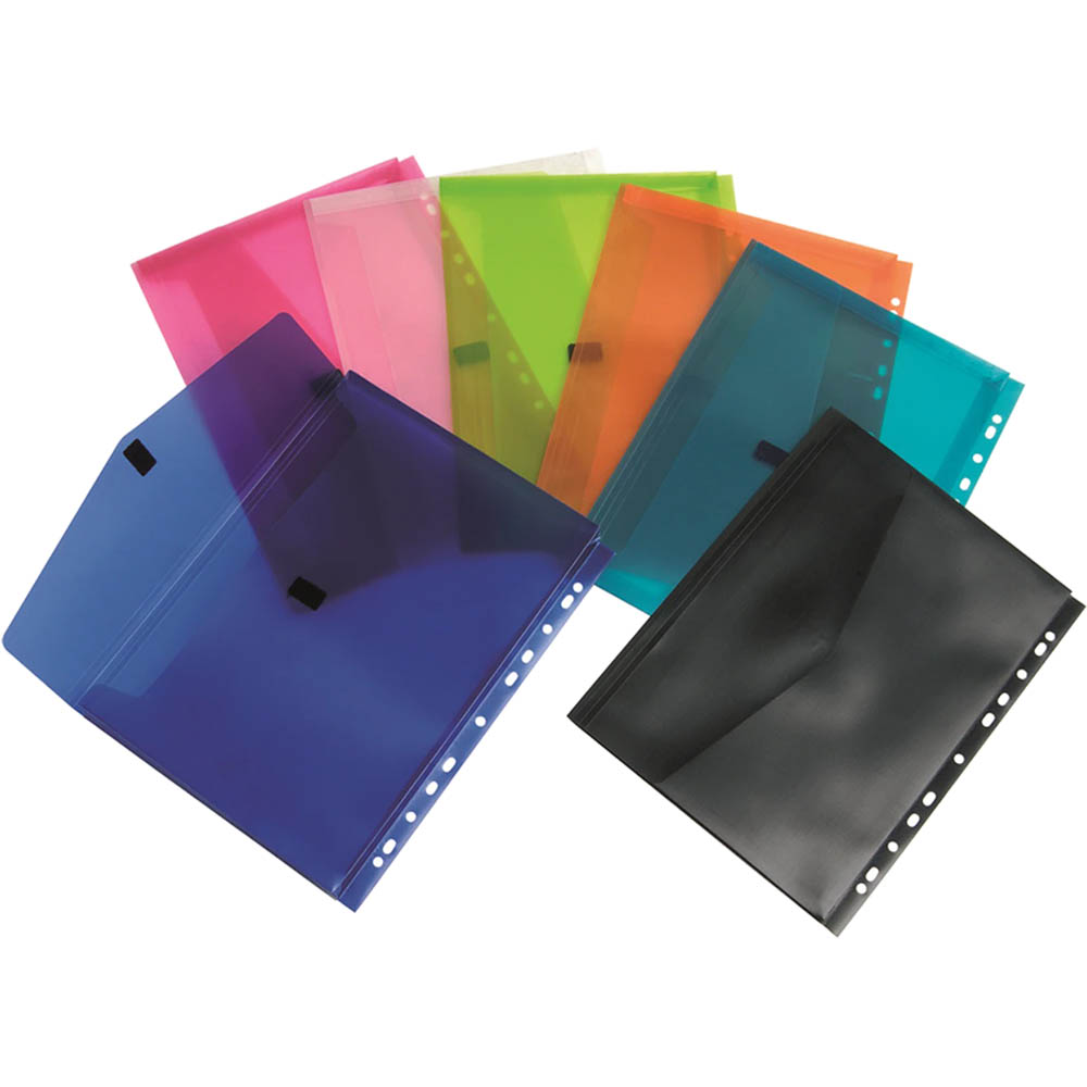 Image for POP POLYWALLY BINDER WALLET HOOK AND LOOP CLOSURE 30MM GUSSET A4 ASSORTED PACK 12 from Absolute MBA Office National