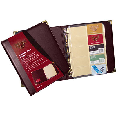 Image for WATERVILLE BUSINESS CARD BINDER 300 CARD CAPACITY A4 BURGUNDY from Mackay Business Machines (MBM) Office National