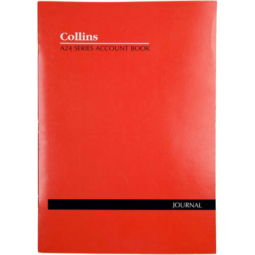Image for COLLINS A24 SERIES ACCOUNT BOOK JOURNAL FEINT RULED STAPLED 24 LEAF A4 RED from Office National