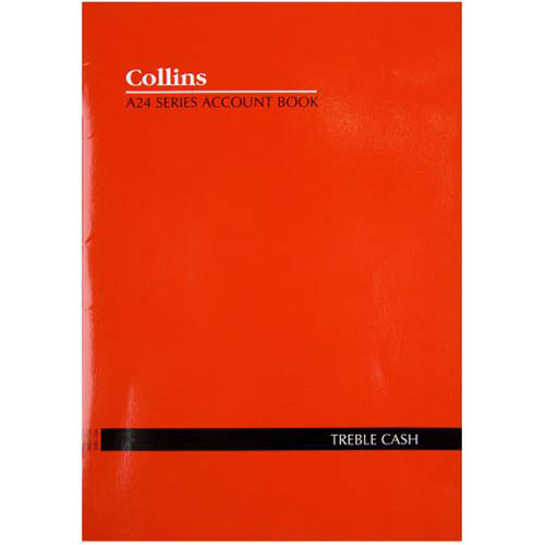 Image for COLLINS A24 SERIES ACCOUNT BOOK 3 MONEY COLUMN TREBLE CASH 24 LEAF A4 RED from PaperChase Office National