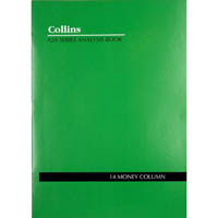 collins a24 series analysis book 14 money column feint ruled stapled 24 leaf a4 green