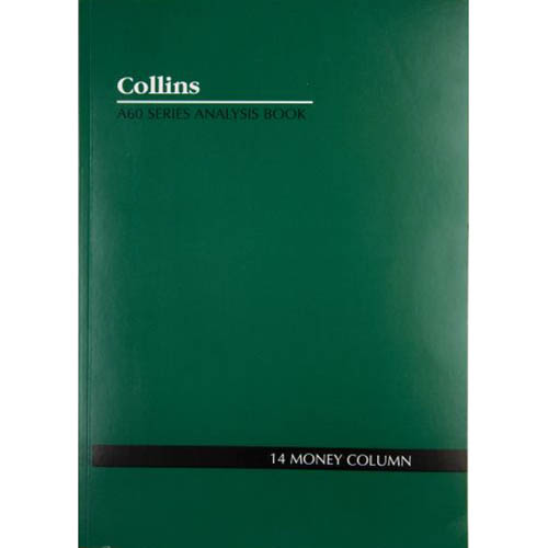 Image for COLLINS A60 SERIES ANALYSIS BOOK 14 MONEY COLUMN FEINT RULED STAPLED 60 LEAF A4 GREEN from Office National Sydney Stationery