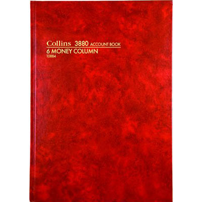 Image for COLLINS 3880 SERIES ACCOUNT BOOK 6 MONEY COLUMN 84 LEAF A4 RED from PaperChase Office National