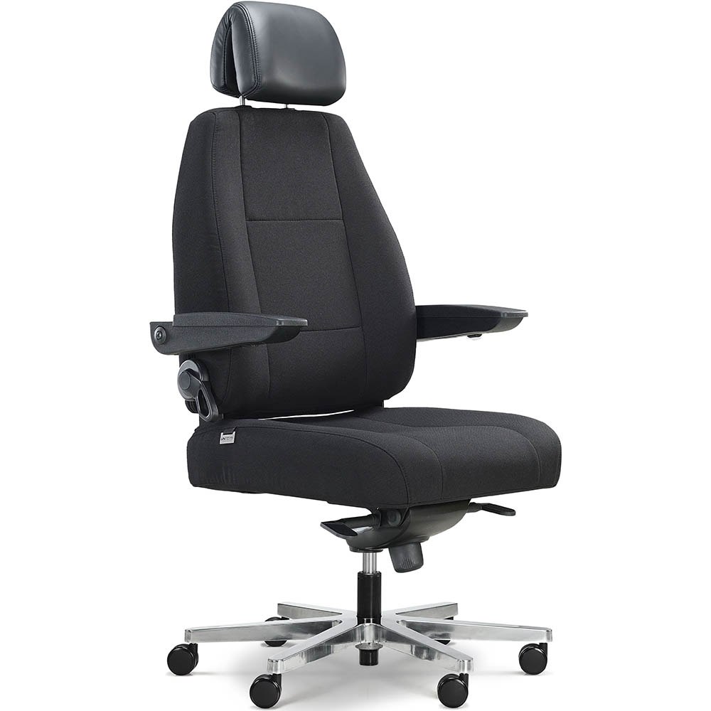 Image for DAL CONTROLMASTER HEAVY DUTY CHAIR ADJUSTABLE ARMS AND HEADREST BLACK FABRIC from Pirie Office National