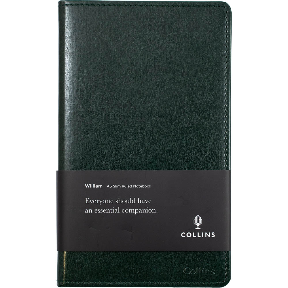 Image for COLLINS WILLIAM NOTEBOOK RULED 192 PAGE A5 DARK GREEN from Aztec Office National
