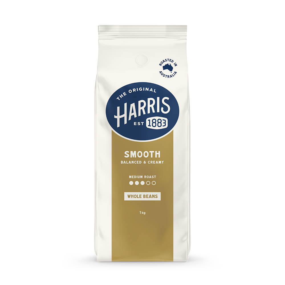 Image for HARRIS SMOOTH COFFEE BEANS MEDIUM ROAST 1KG BAG from Pirie Office National