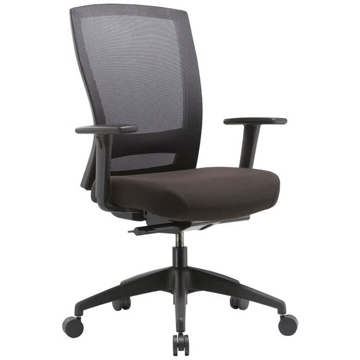 Image for BURO MENTOR TASK CHAIR HIGH MESH BACK NYLON BASE ARMS BLACK from Office National Sydney Stationery