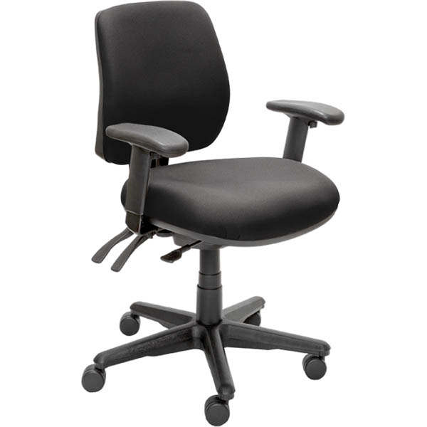 Image for BURO ROMA TASK CHAIR MEDIUM BACK 3-LEVER ARMS JETT BLACK from PaperChase Office National