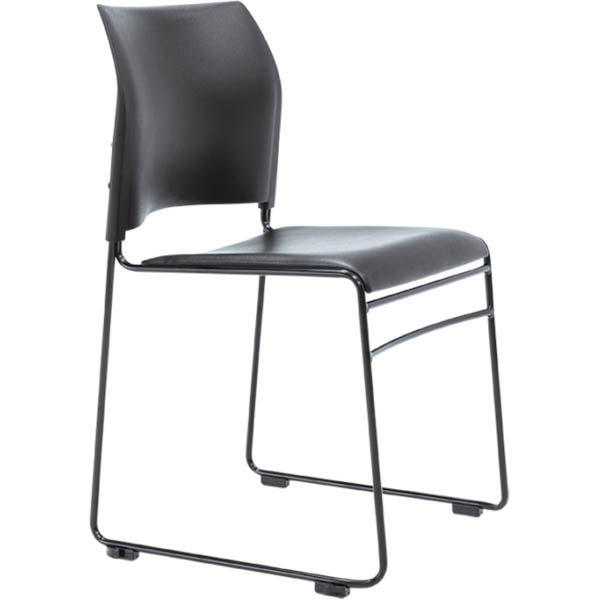 Image for BURO MAXIM VISITOR CHAIR SLED BASE BLACK FRAME BLACK VINYL SEAT from PaperChase Office National
