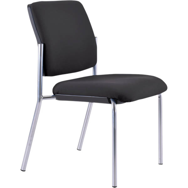 Image for BURO LINDIS VISITOR CHAIR 4-LEG BASE UPHOLSTERED BACK JETT FABRIC BLACK from Office National Perth CBD