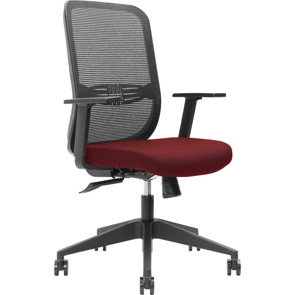 Image for BRINDIS TASK CHAIR HIGH MESH BACK NYLON BASE ARMS SCARLET from Complete Stationery Office National (Devonport & Burnie)