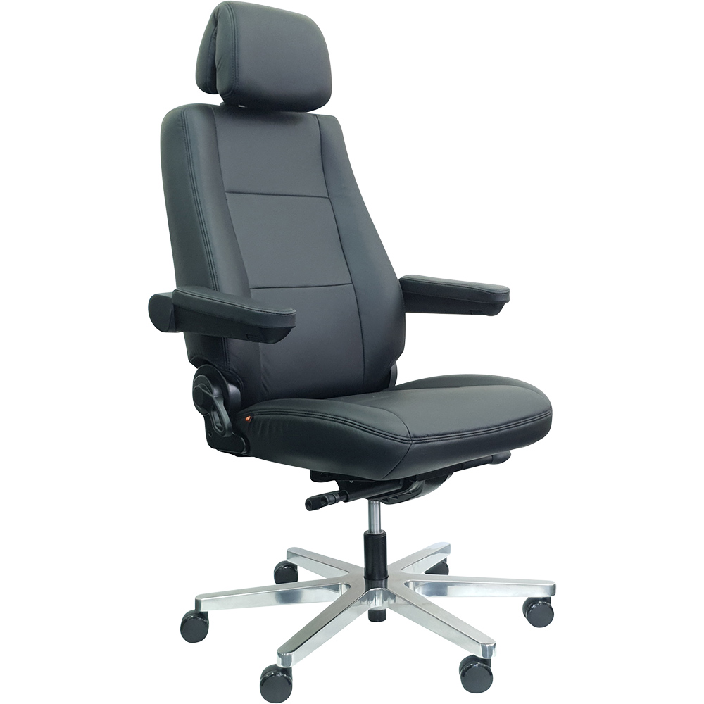 Image for DAL HD CONTROLMASTER COMFORTLINE 180 CHAIR ADJUSTABLE ARMS AND HEADREST ALUMINIUM BASE LEATHER BLACK from Office National Sydney Stationery