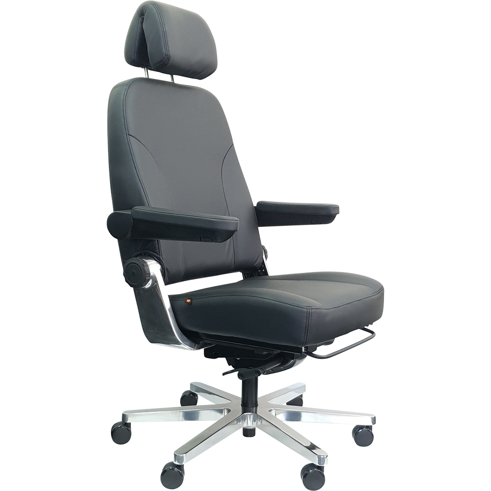 Image for DAL HD CONTROLMASTER ELITE 180 CHAIR SEAT SLIDE ADJUSTABLE ARMS AND HEADREST ALUMINIUM BASE LEATHER BLACK from Pirie Office National