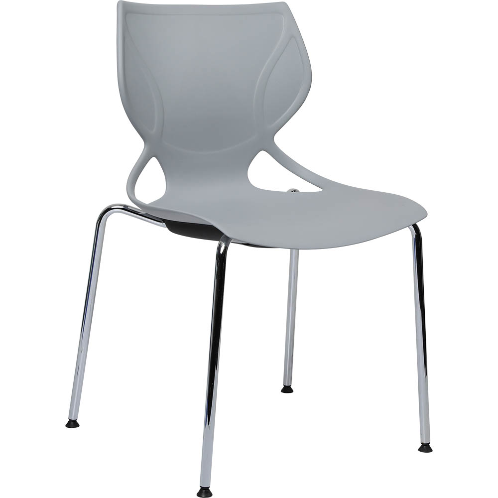 Image for DAL GRAB CHAIR 4-LEG CHROME FRAME WITH LIGHT GREY SHELL from Office National Sydney Stationery