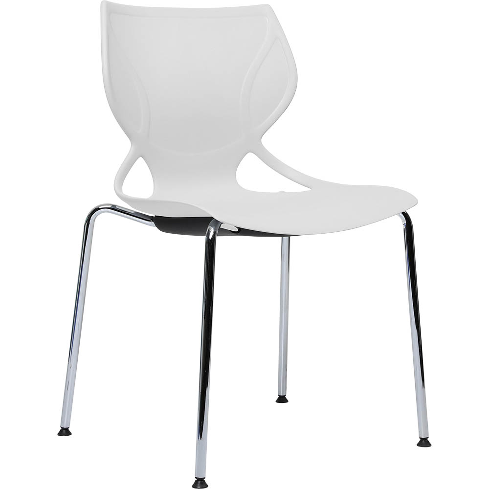 Image for DAL GRAB CHAIR 4-LEG CHROME FRAME WITH WHITE SHELL from Angletons Office National