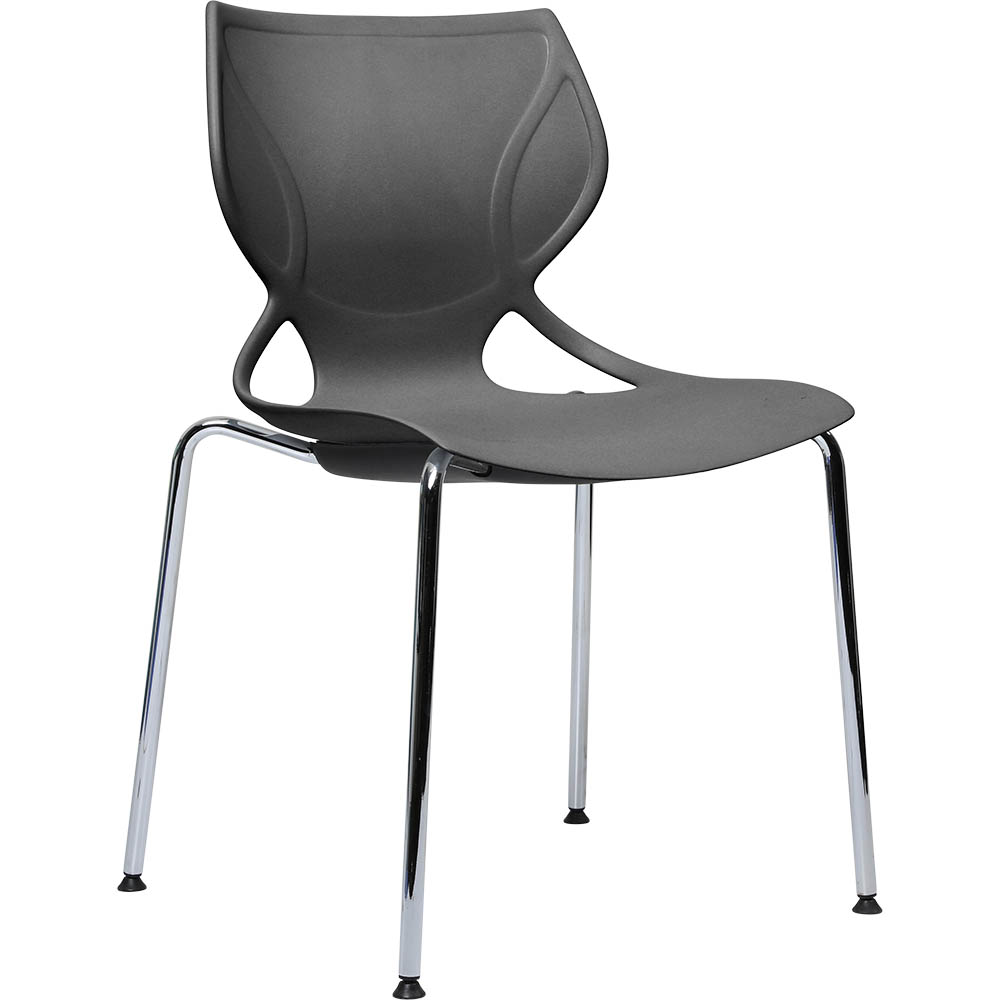Image for DAL GRAB CHAIR 4-LEG CHROME FRAME WITH CHARCOAL SHELL from PaperChase Office National