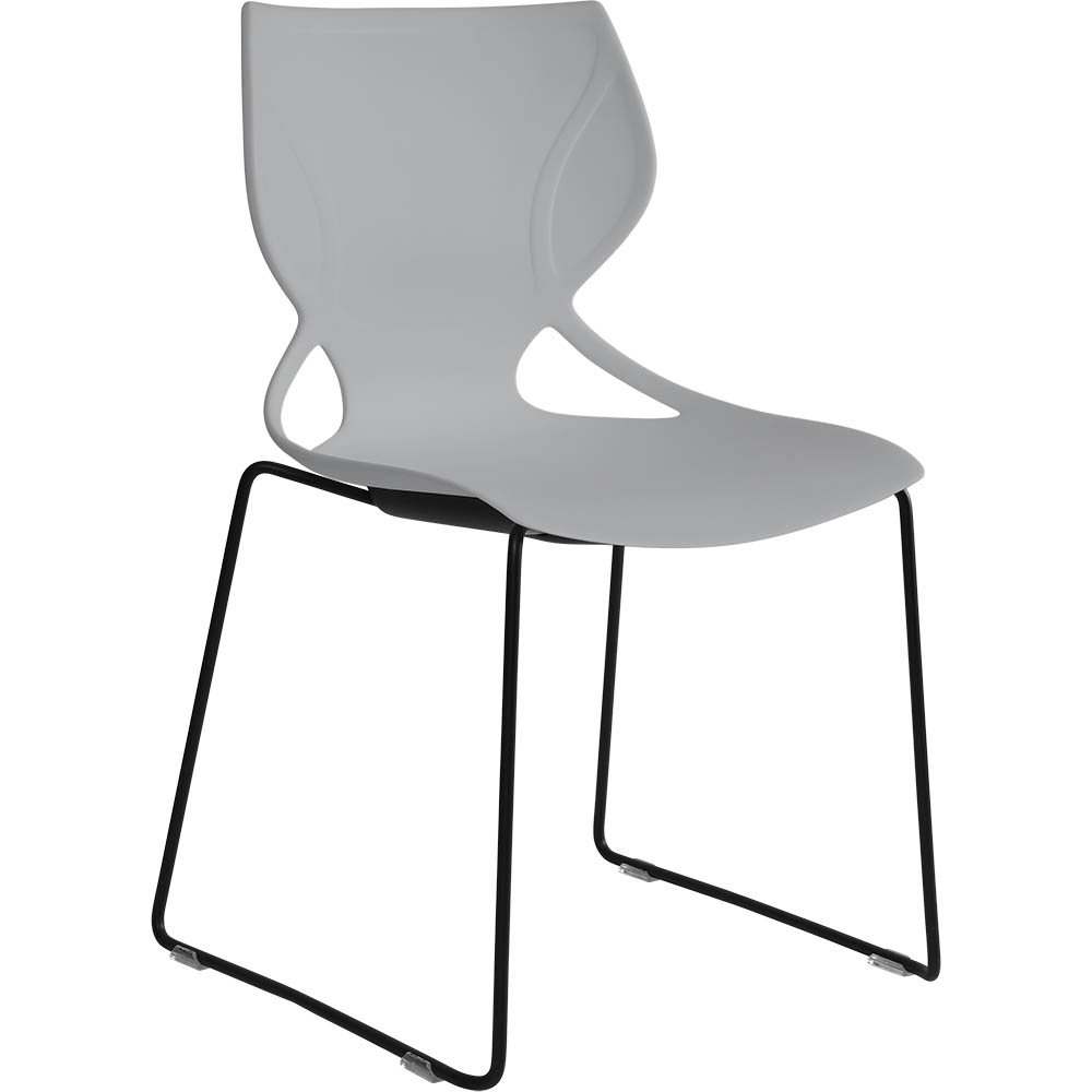 Image for DAL GRAB CHAIR SLED BASE BLACK POWDERCOAT FRAME WITH LIGHT GREY SHELL from Angletons Office National