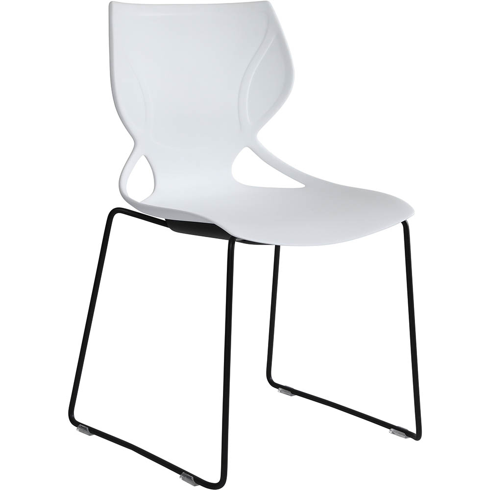 Image for DAL GRAB CHAIR SLED BASE BLACK POWDERCOAT FRAME WITH WHITE SHELL from Surry Office National