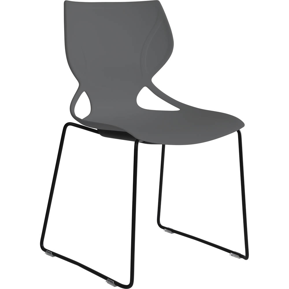 Image for DAL GRAB CHAIR SLED BASE BLACK POWDERCOAT FRAME WITH CHARCOAL SHELL from Surry Office National