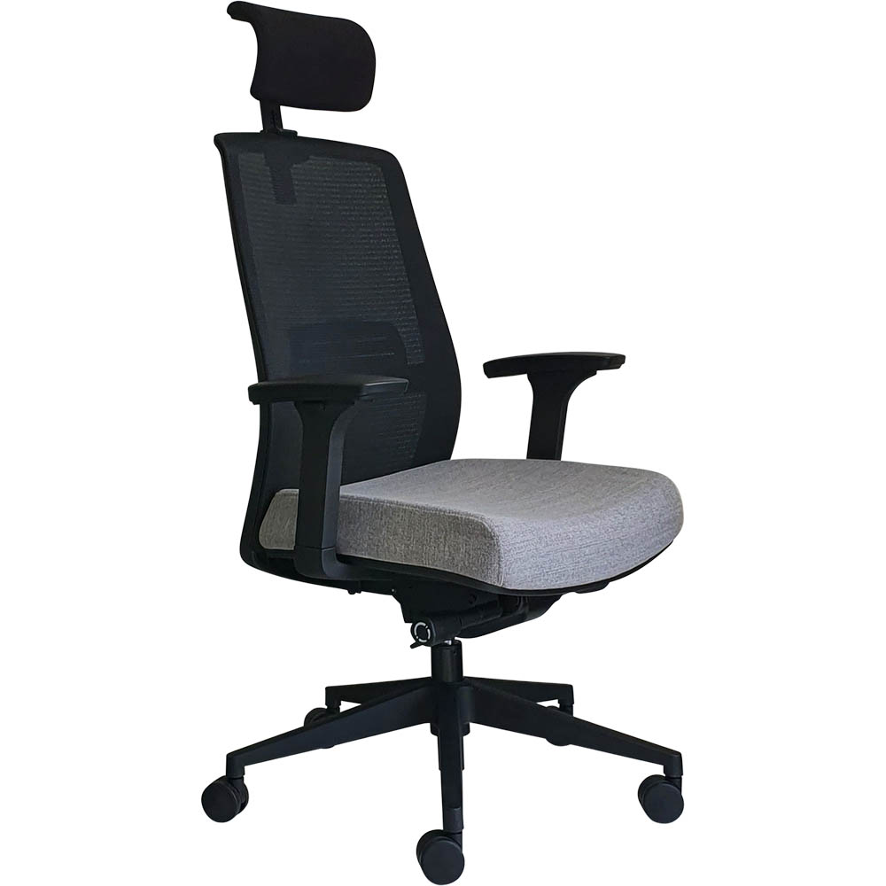 Image for JIRRA SIDE CONTROL SYNCHRO HIGH MESH BACK ARMS HEADREST BLACK BACK GREY SEAT from Office National Capalaba