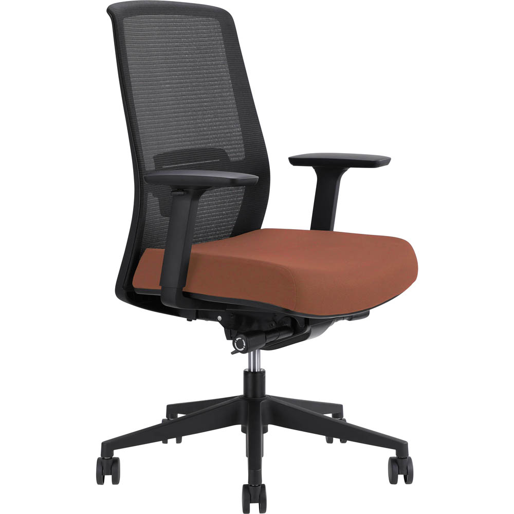 Image for JIRRA SIDE CONTROL SYNCHRO HIGH MESH BACK ARMS BLACK BACK BRICK SEAT from PaperChase Office National
