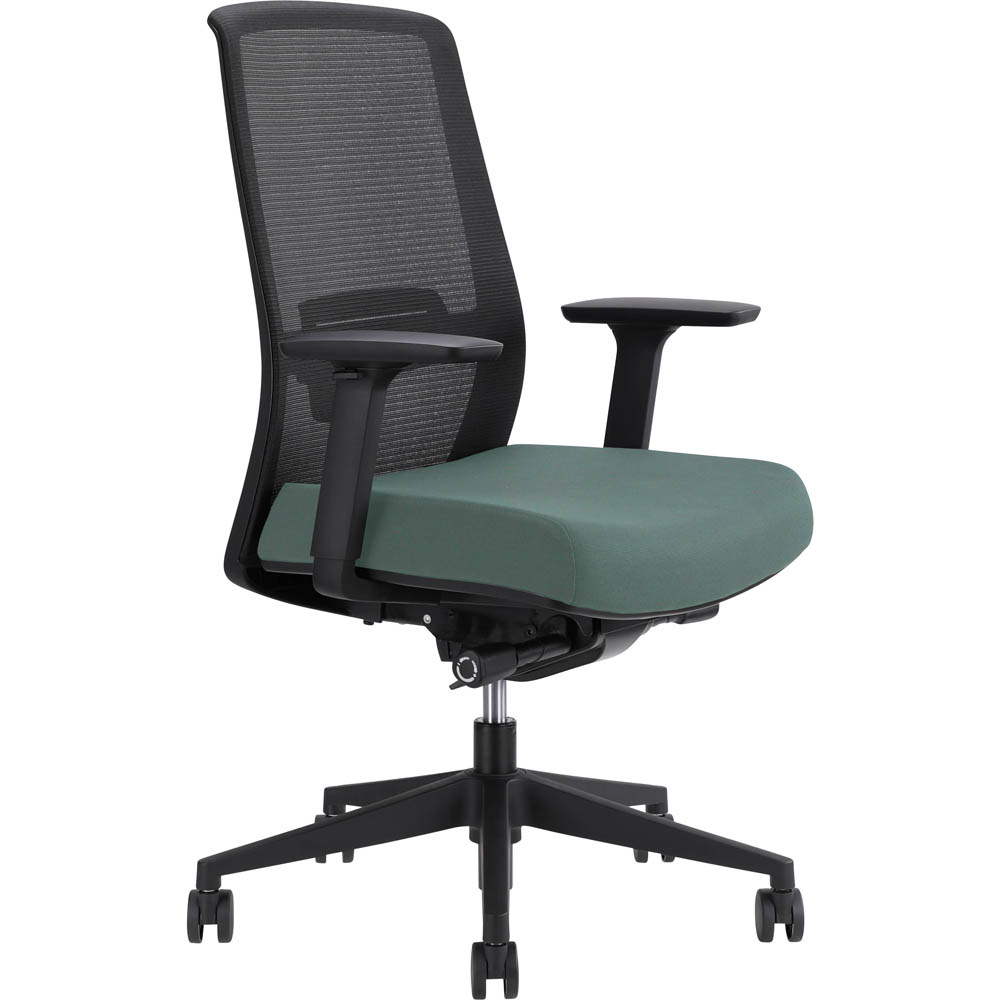 Image for JIRRA SIDE CONTROL SYNCHRO HIGH MESH BACK ARMS BLACK BACK TEAL SEAT from Angletons Office National