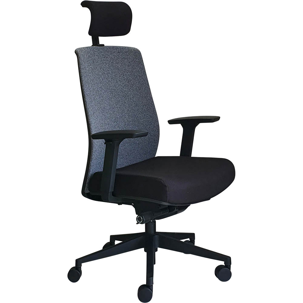 Image for JIRRA SIDE CONTROL SYNCHRO HIGH MESH BACK ARMS HEADREST GREY BACK BLACK SEAT from Surry Office National