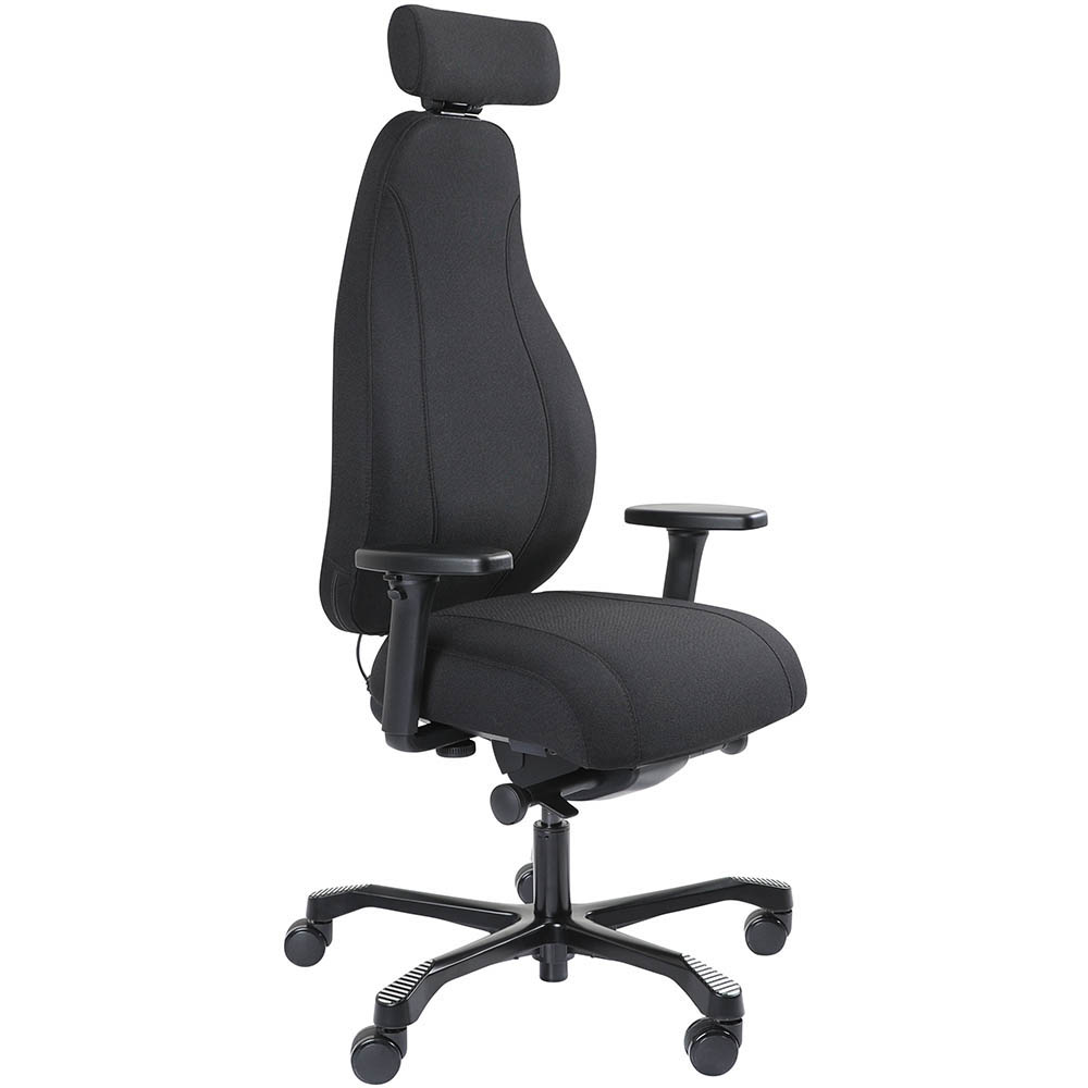 Image for SERATI SUPPORT HIGH BACK CHAIR PRO-CONTROL SYNCHRO 3-D HEADREST ADJUSTABLE ARMREST BLACK ALUMINIUM BASE FOOTPLATES GABRIEL BLAC from Office National Port Augusta