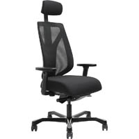 serati high mesh back chair body-weight synchro 2-d headrest adjustable armrests black aluminium base polished footplates gabri