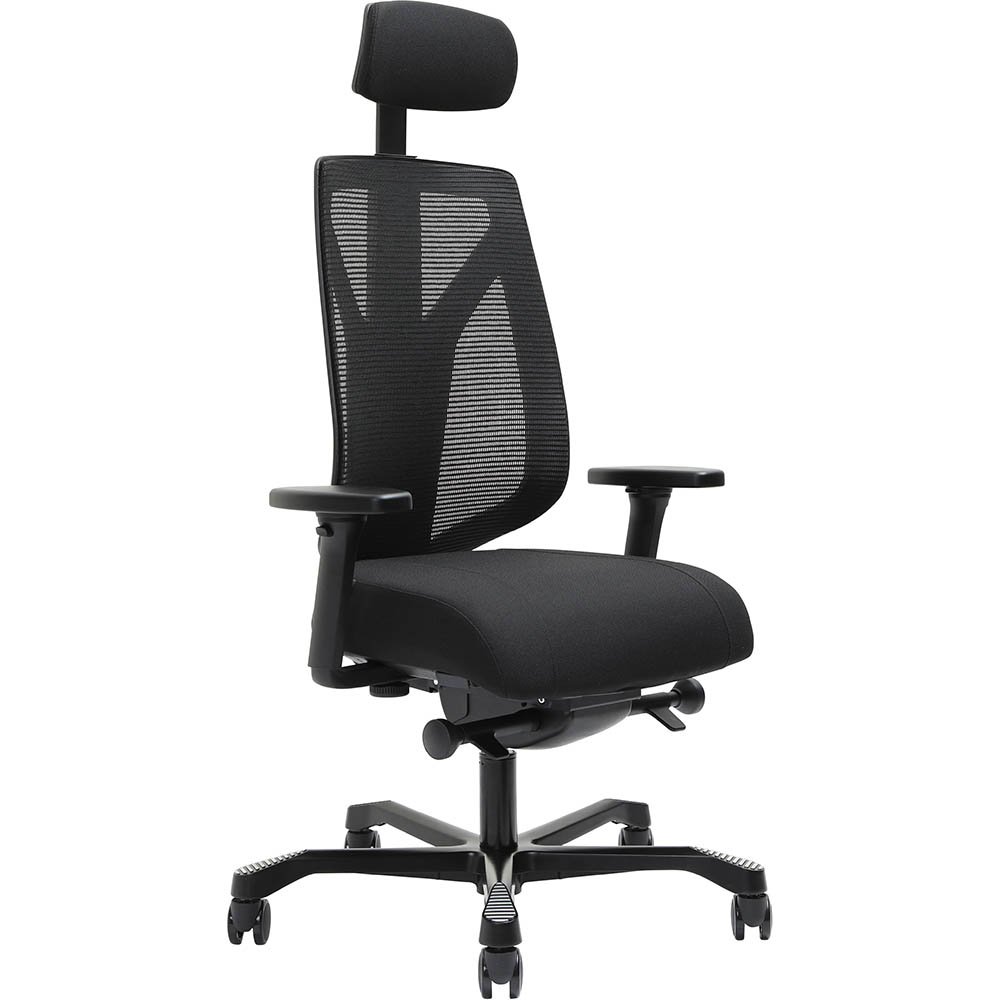 Image for SERATI HIGH MESH BACK CHAIR PRO-CONTROL SYNCHRO 2-D HEADREST ADJUSTABLE ARMRESTS BLACK ALUMINIUM BASE POLISHED FOOTPLATES GABRI from PaperChase Office National