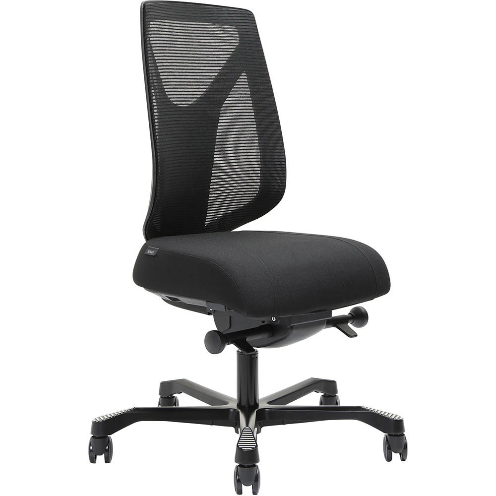 Image for SERATI MESH HIGH BACK CHAIR PRO-CONTROL SYNCHRO BLACK ALUMINIUM BASE FOOTPLATES GABRIEL FIGHTER BLACK FABRIC from Angletons Office National