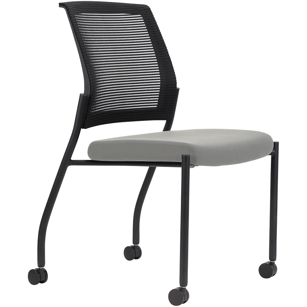 Image for URBIN 4 LEG MESH BACK CHAIR CASTORS BLACK FRAME ICE SEAT from PaperChase Office National
